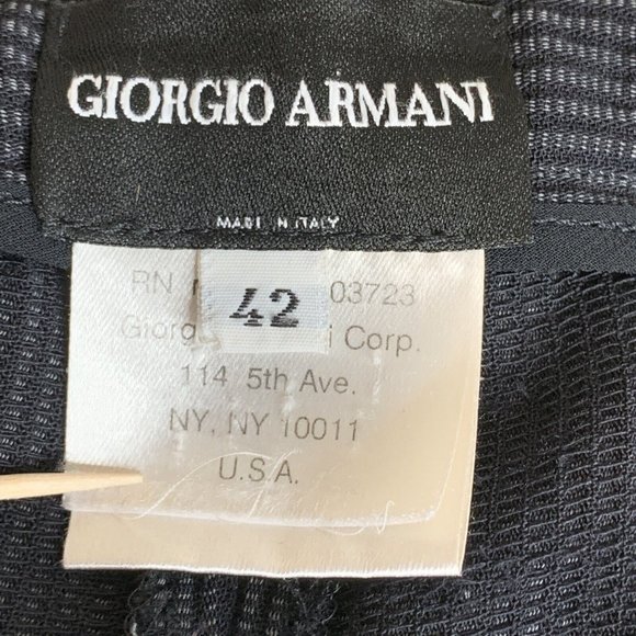 Giorgio Armani Borgo21 Pants Women 42 Black Pinstripe Pleat Front Hip Button/Zip - Picture 9 of 11